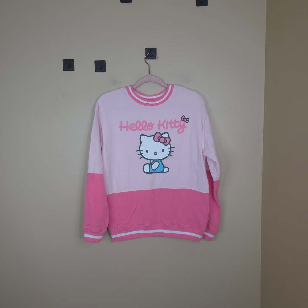 Sanrio Hello Kitty Colorblock Graphic Crewneck Sweatshirt Pink Size S